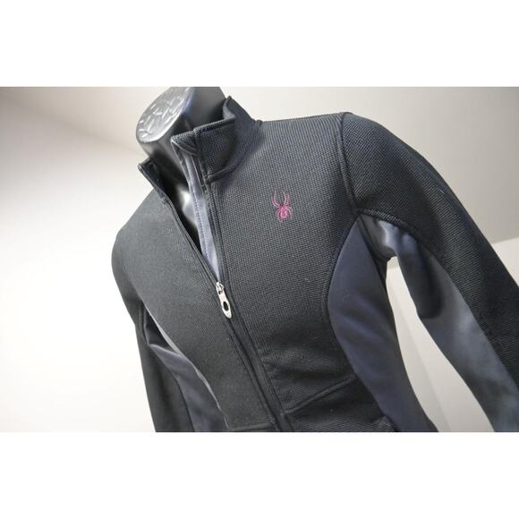 Spyder Fleece Jacket Full Zip Black Ski Winter Stretch Fitted Womens Size Medium - Picture 1 of 12